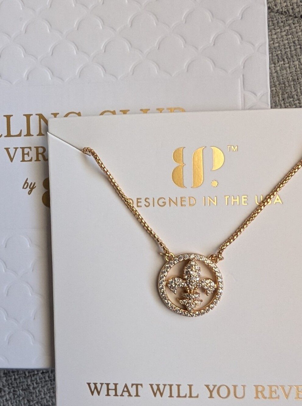 Bomb Party Sterling Club Vermeil Fleur de Lis Necklace "French Royalty"